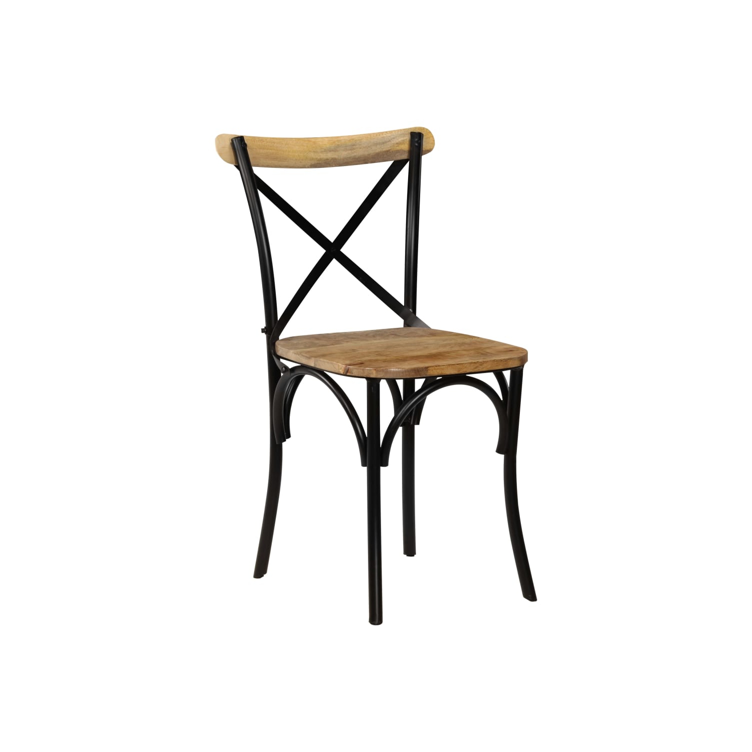 vidaXL Cross Chairs 2 pcs Black Solid Mango Wood