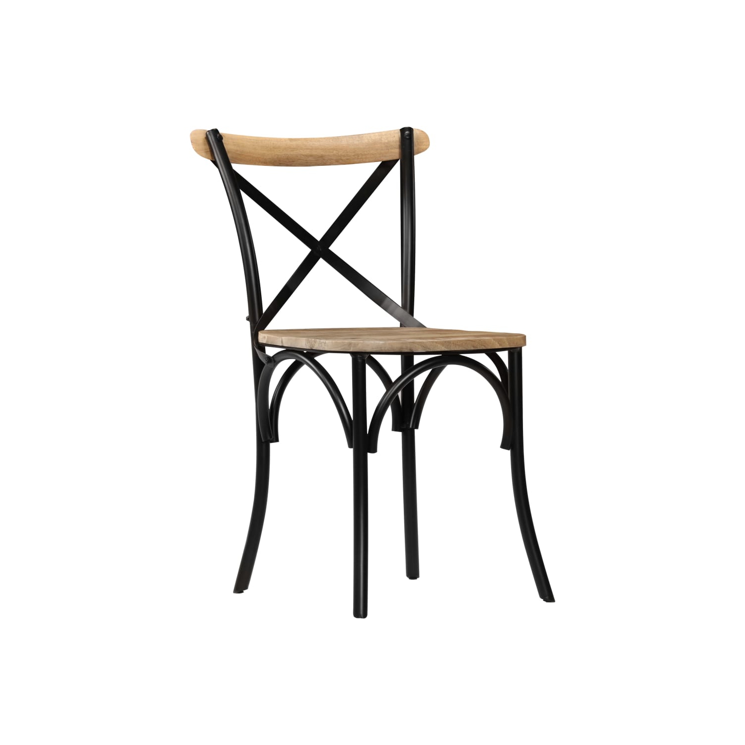 vidaXL Cross Chairs 2 pcs Black Solid Mango Wood