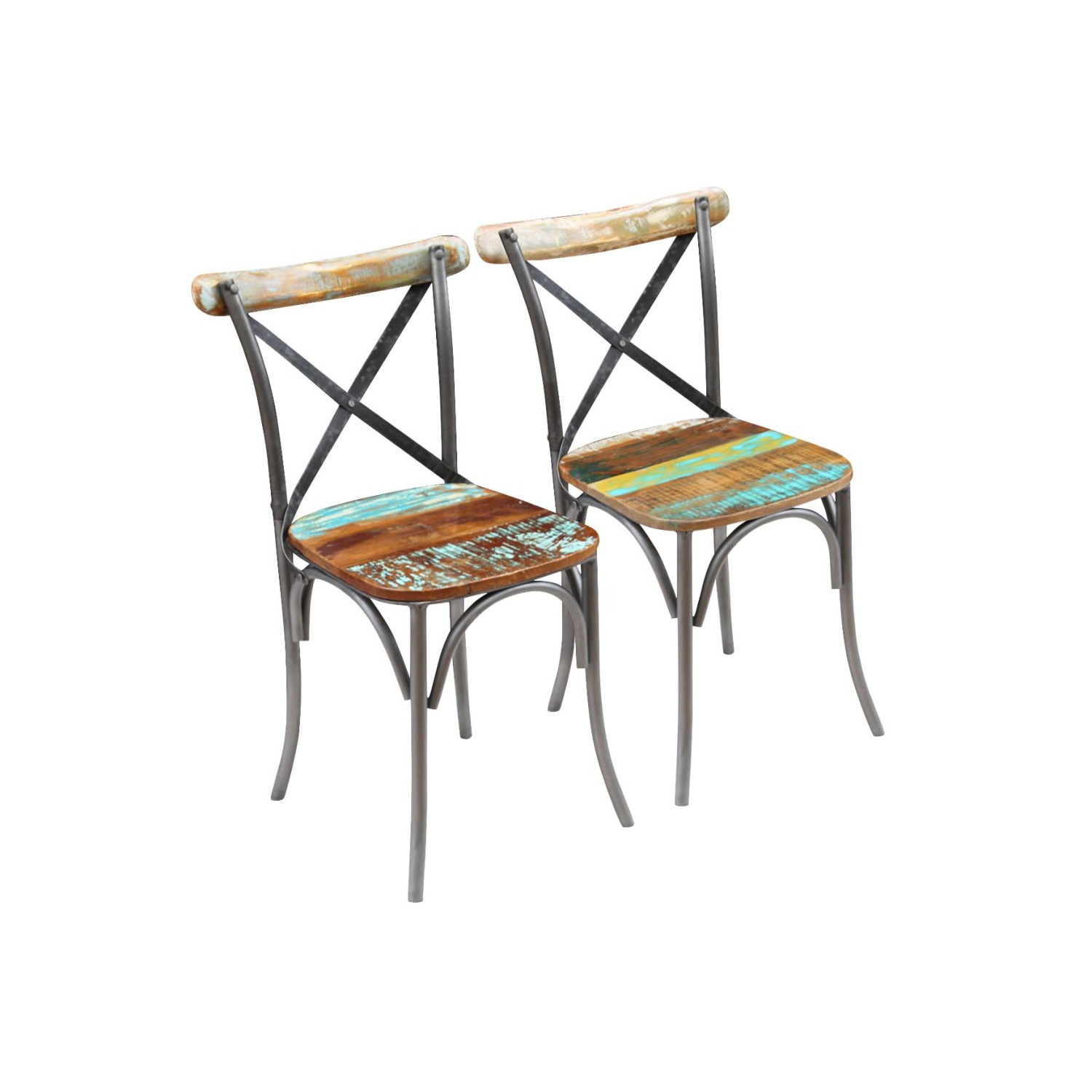 vidaXL Dining Chairs 2 pcs Solid Reclaimed Wood