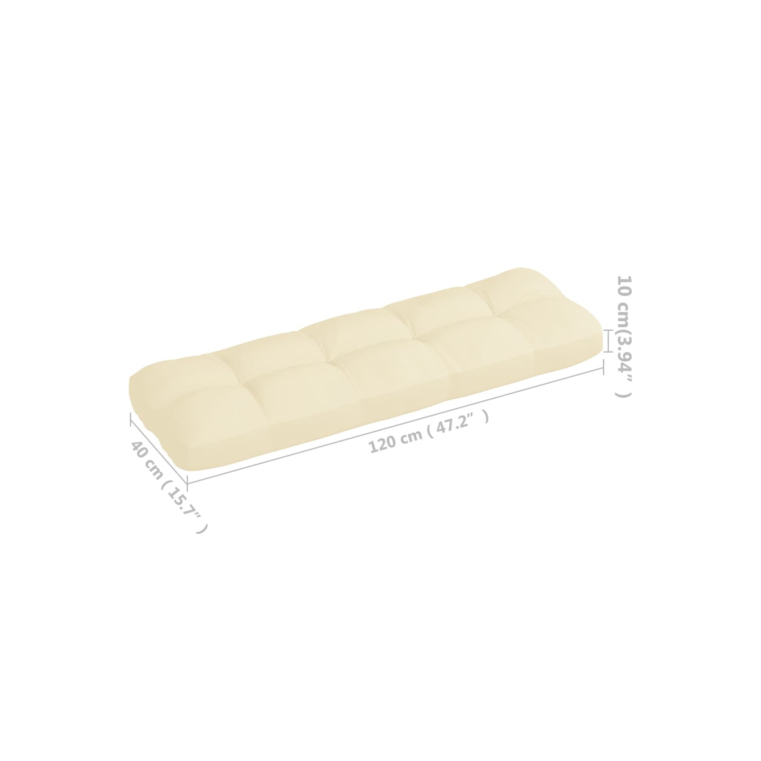 vidaXL Pallet Sofa Cushion Cream 47.2"x15.7"x3.9"