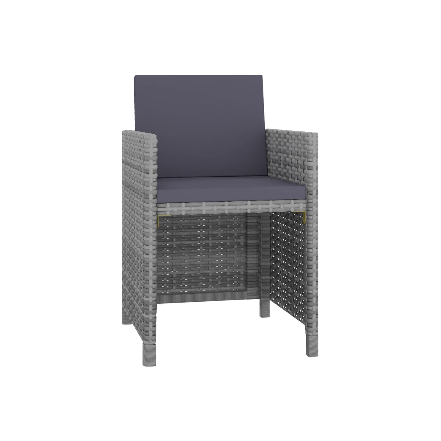 Ensemble de salle à manger de 5 pièces pour patio avec coussins en poly rotin gris