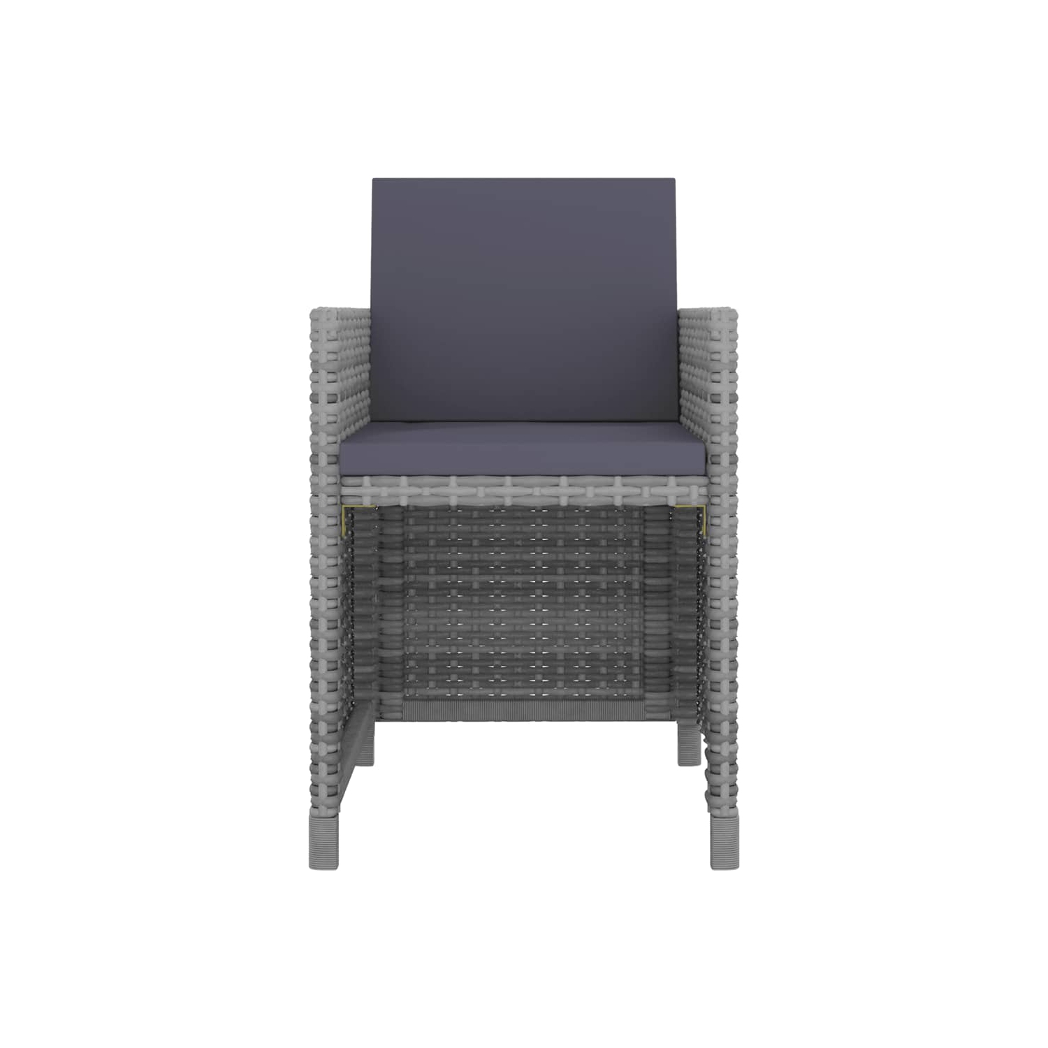 Ensemble de salle à manger de 5 pièces pour patio avec coussins en poly rotin gris