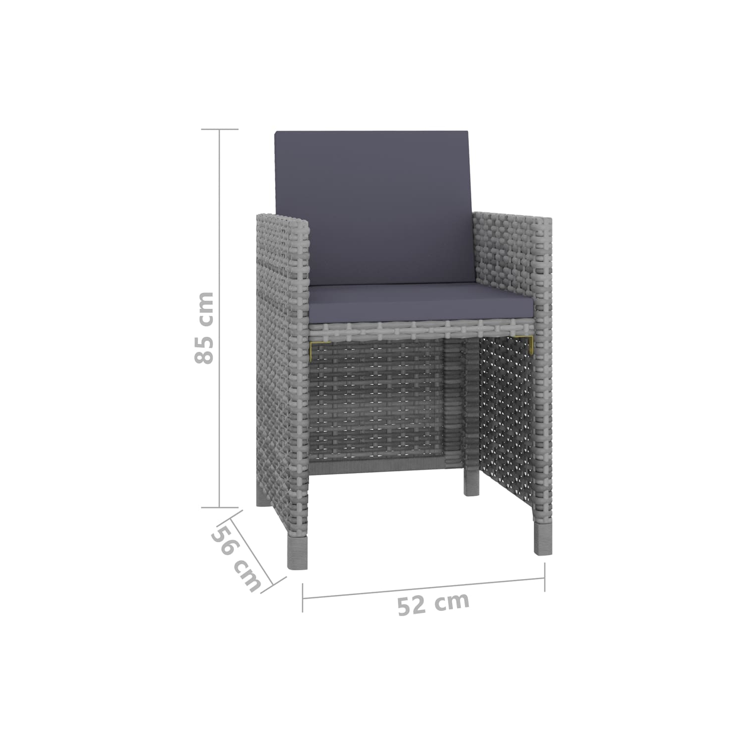 Ensemble de salle à manger de 5 pièces pour patio avec coussins en poly rotin gris