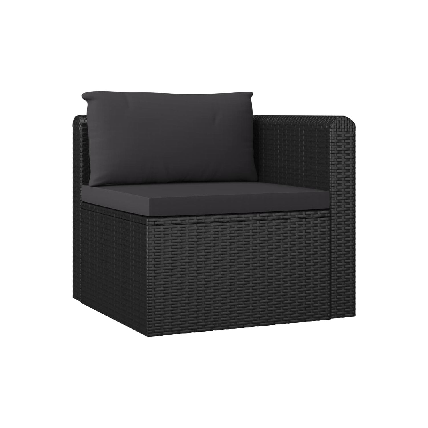 Ensemble de 4 pièces avec sofa de patio avec coussins en rotin noir