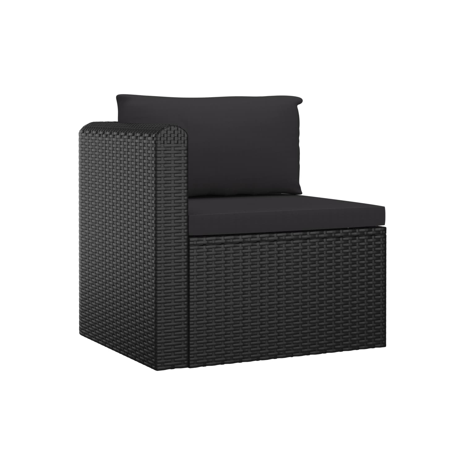 Ensemble de 4 pièces avec sofa de patio avec coussins en rotin noir