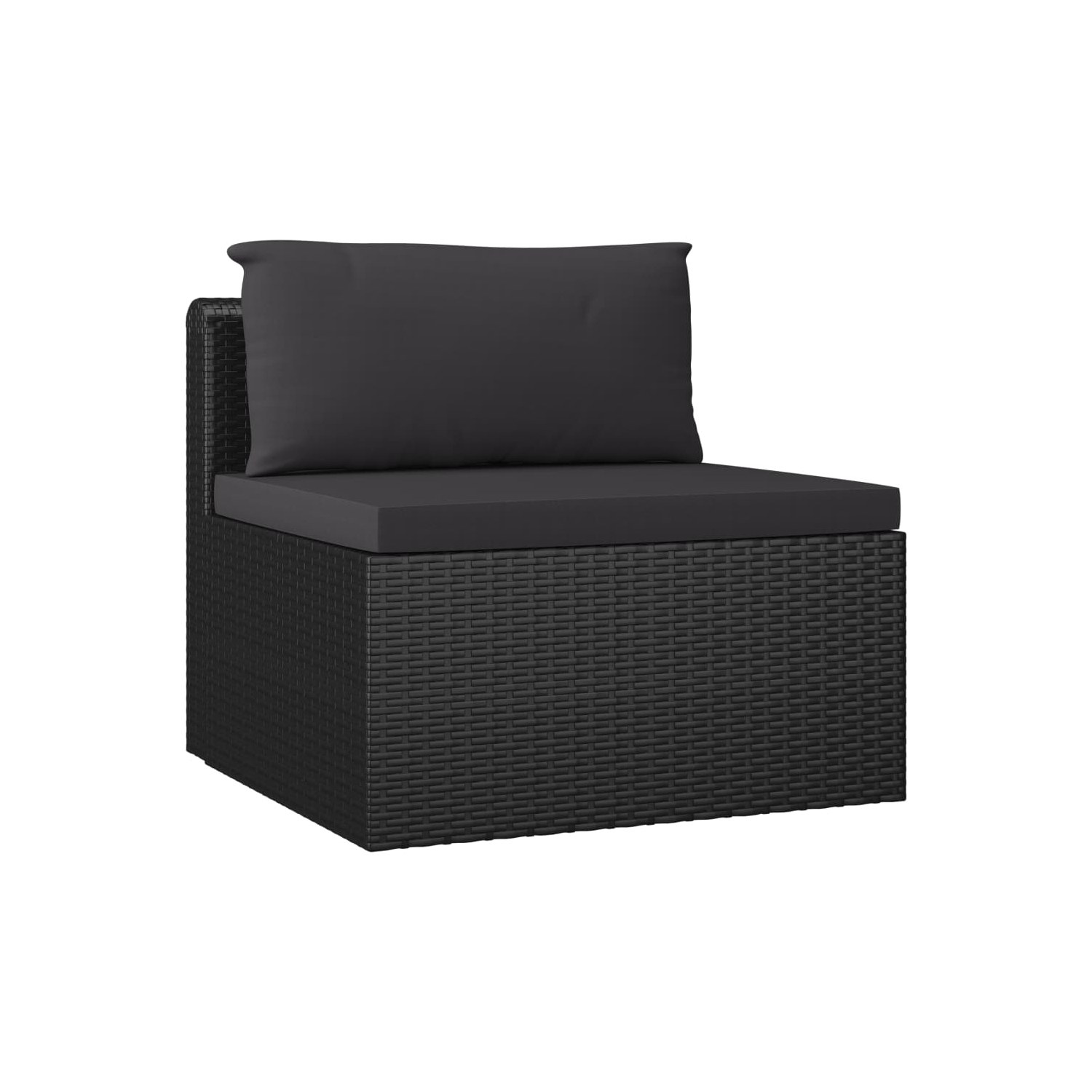 Ensemble de 4 pièces avec sofa de patio avec coussins en rotin noir