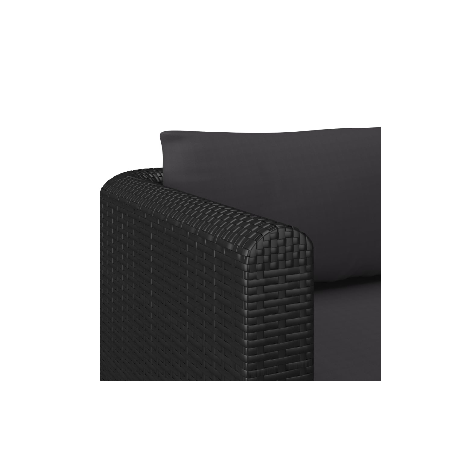 Ensemble de 4 pièces avec sofa de patio avec coussins en rotin noir