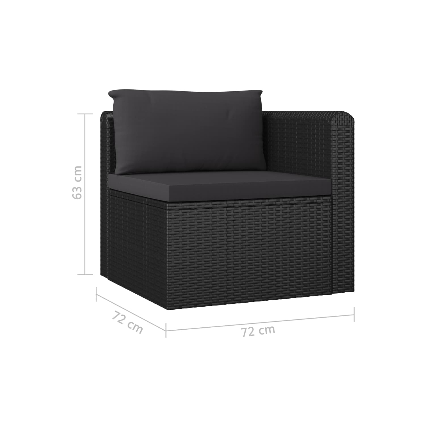 Ensemble de 4 pièces avec sofa de patio avec coussins en rotin noir