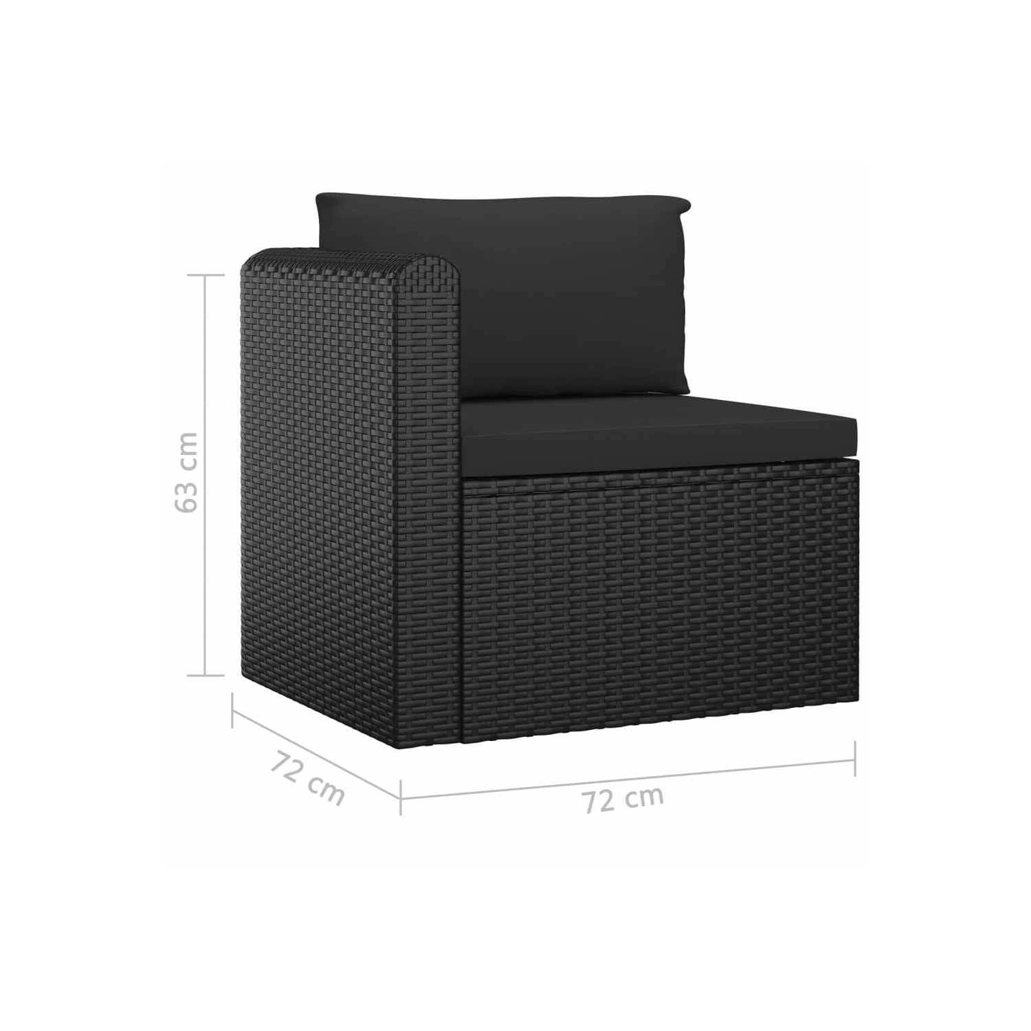 Ensemble de 4 pièces avec sofa de patio avec coussins en rotin noir