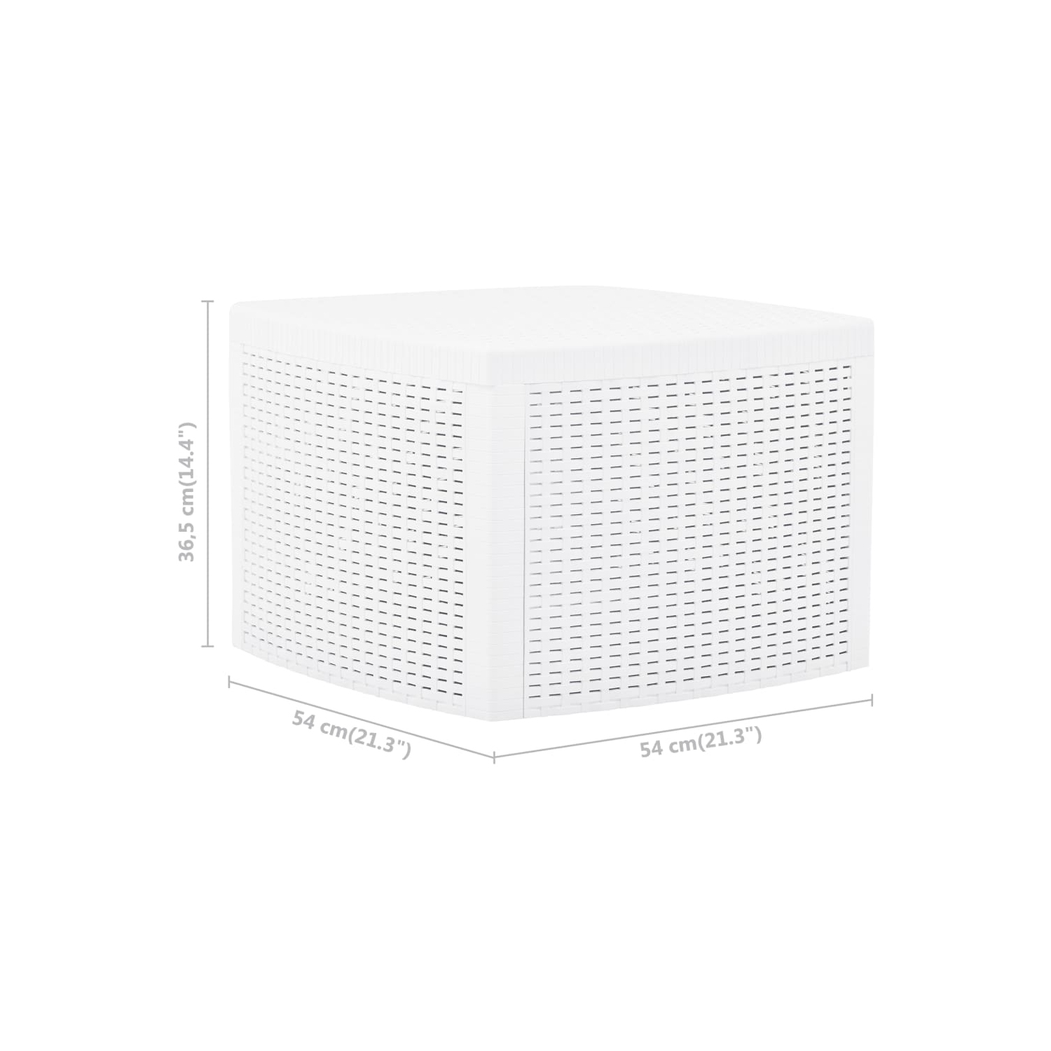 Table d’appoint en plastique blanc de 21,3 x x21,3 x x14,4 po de vidaXL