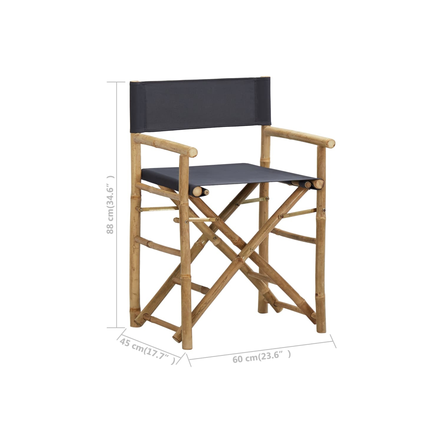Chaises de réalisateur pliantes ViddaXL 2 pièces bambou gris foncé et tissu