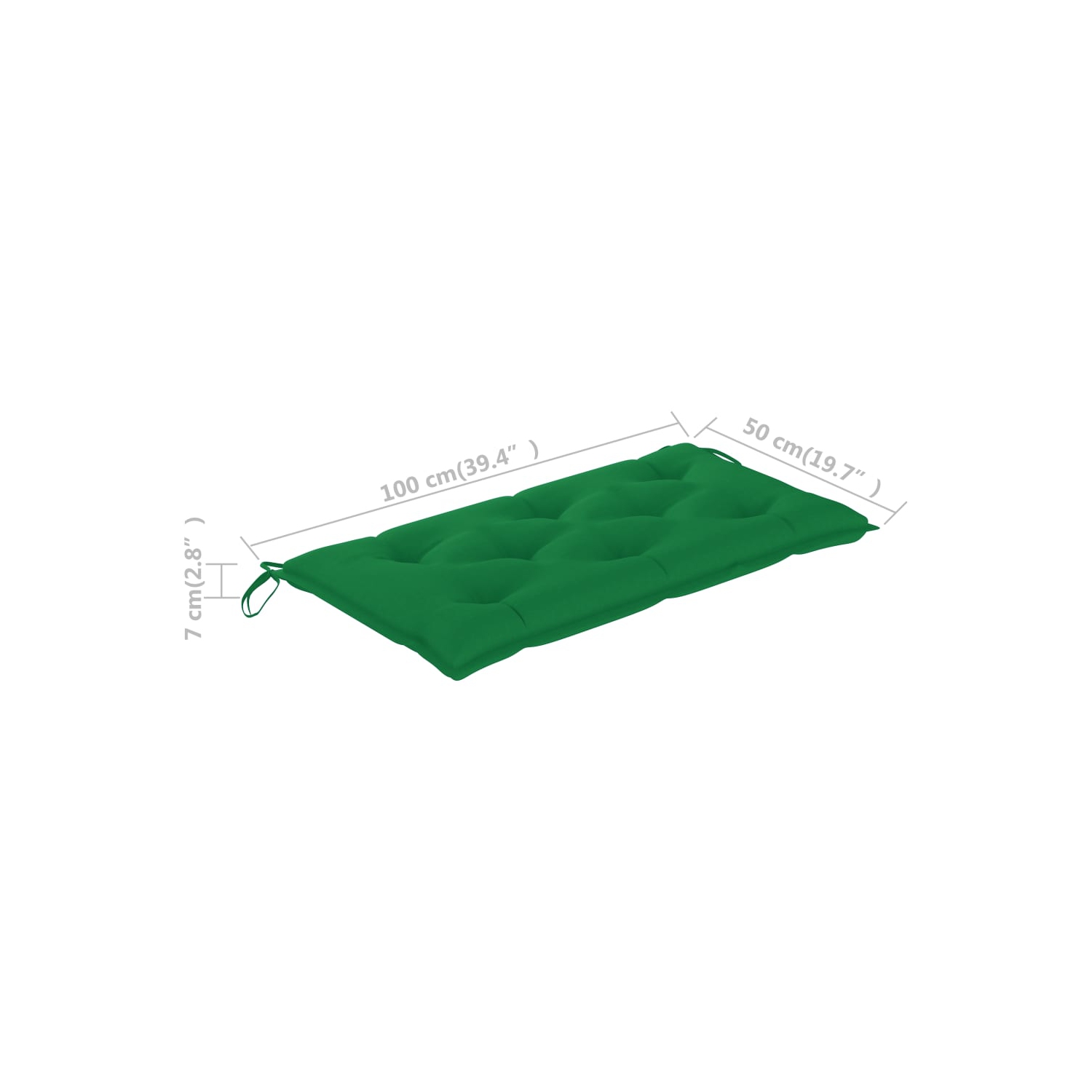 Coussin de banquette de jardin VidaXL, vert, 39,4 x 19,7 x 2,8 po