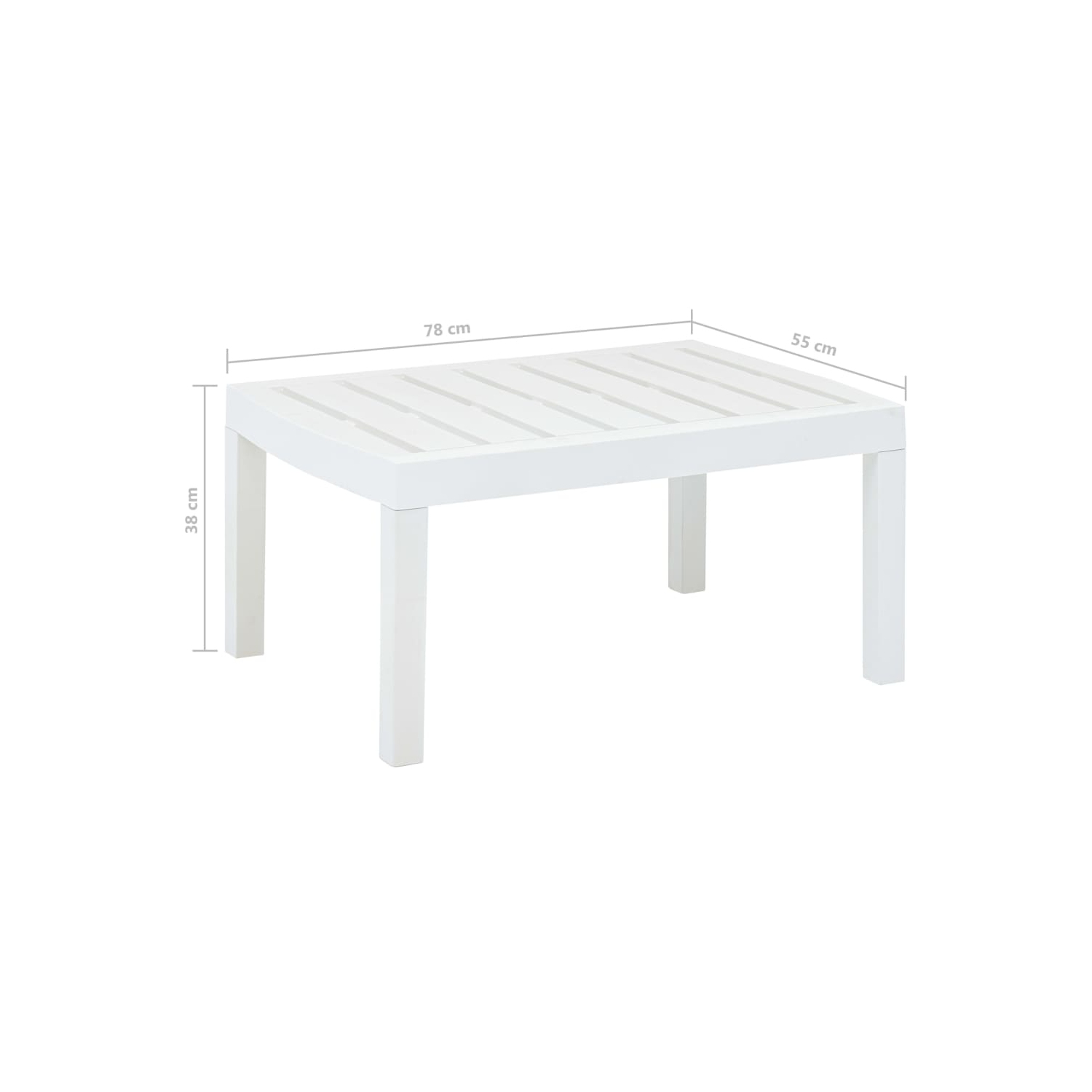 vidaXL Patio Table White 30.7"x21.7"x15" Plastic