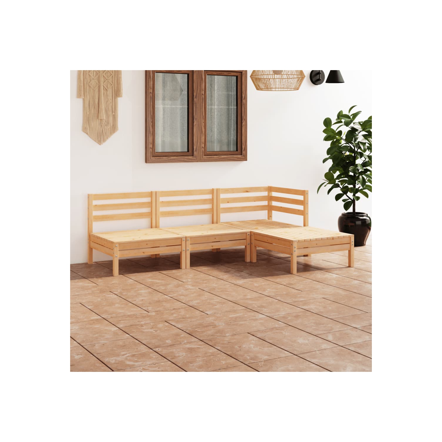 vidaXL 4 Piece Patio Lounge Set Solid Pinewood