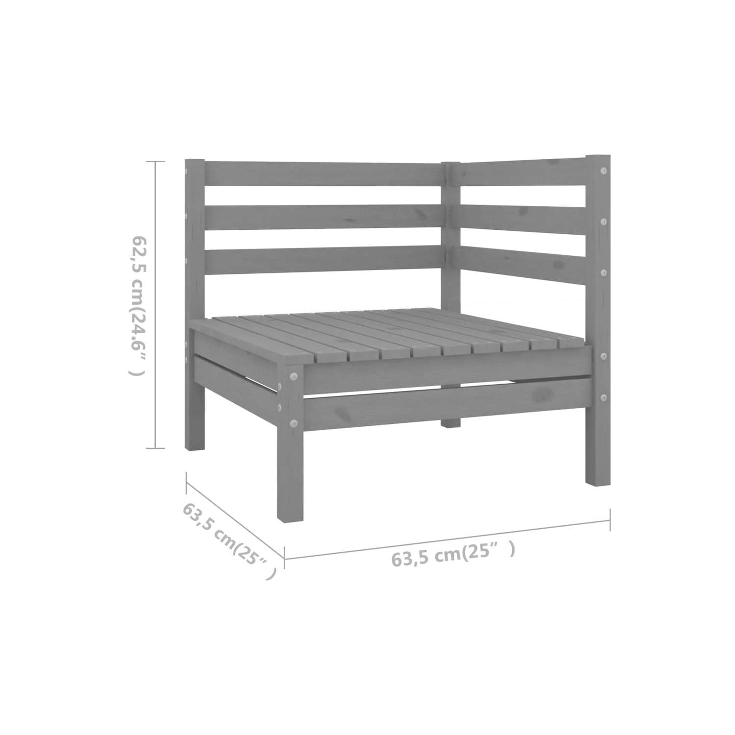 vidaXL 6 Piece Patio Lounge Set Solid Pinewood Gray