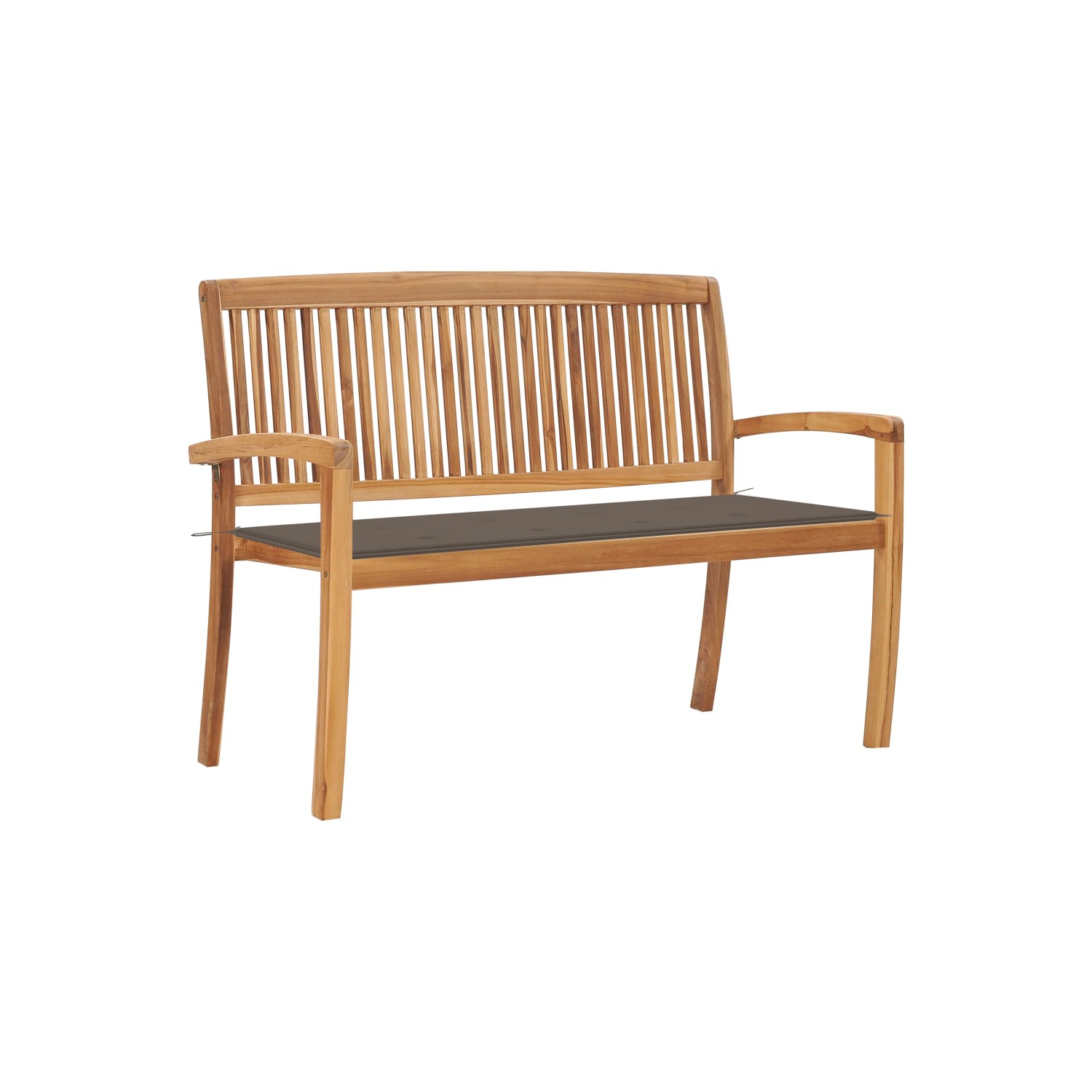 vidaXL Stacking Patio Bench with Cushion 50.6" Solid Teak Wood