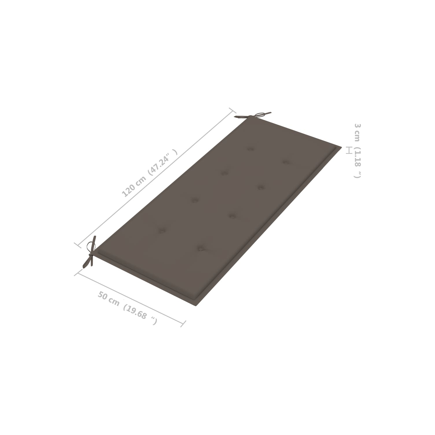 vidaXL Stacking Patio Bench with Cushion 50.6" Solid Teak Wood