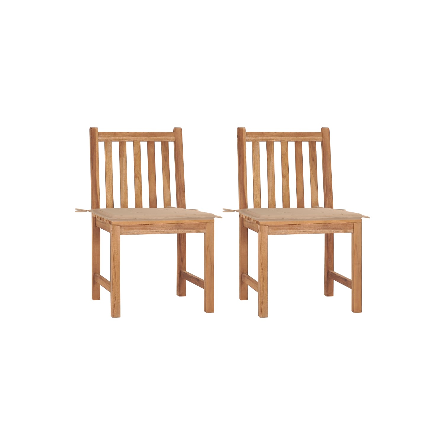 Chaises de patio VidaXL 2 pièces avec coussins en teck massif