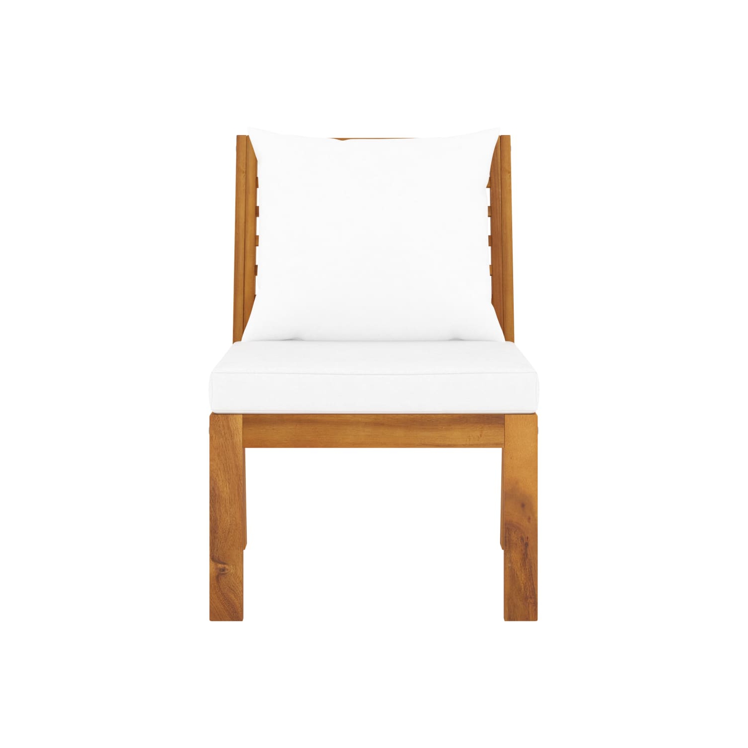 vidaXL Sectional Middle Sofa with Cream Cushion Solid Acacia Wood