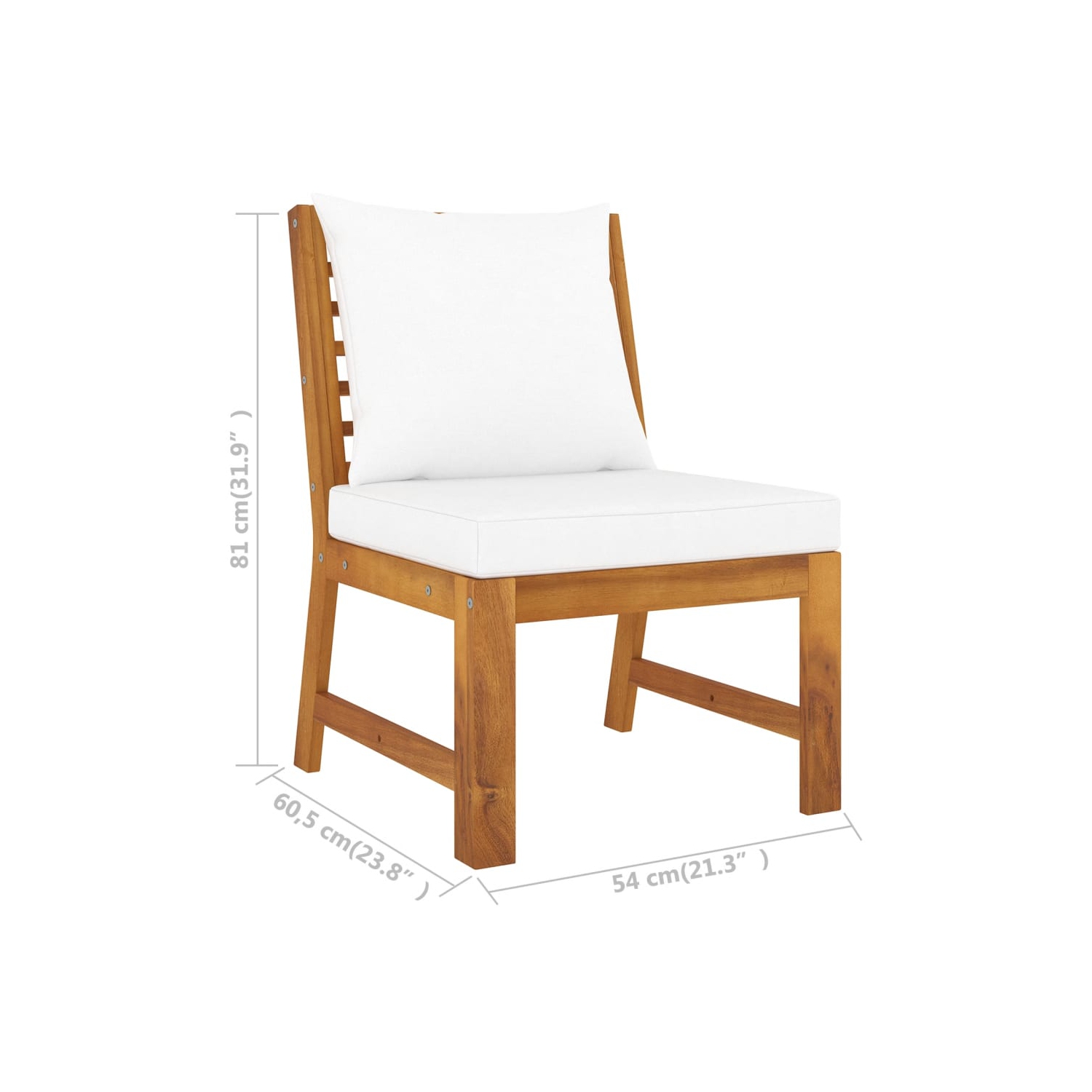 vidaXL Sectional Middle Sofa with Cream Cushion Solid Acacia Wood