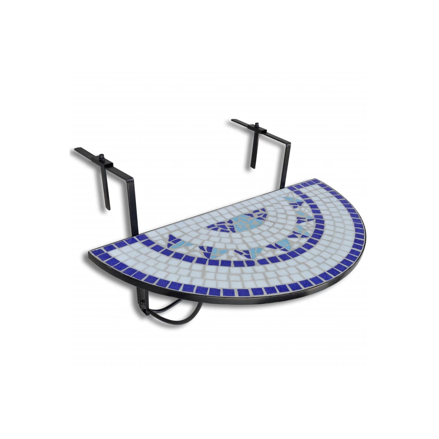 Table de balcon suspendue VidaXL bleu et blanc mosaïque