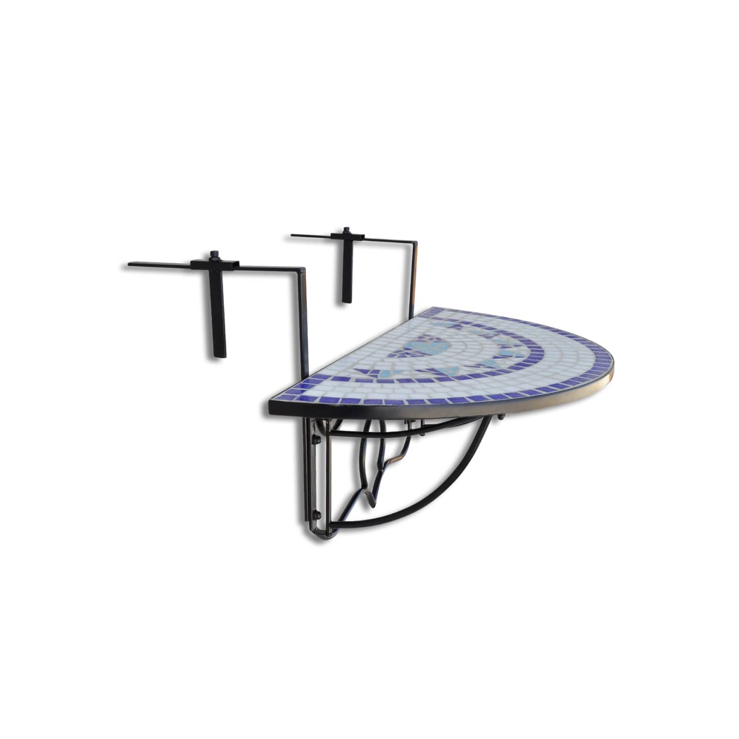 Table de balcon suspendue VidaXL bleu et blanc mosaïque