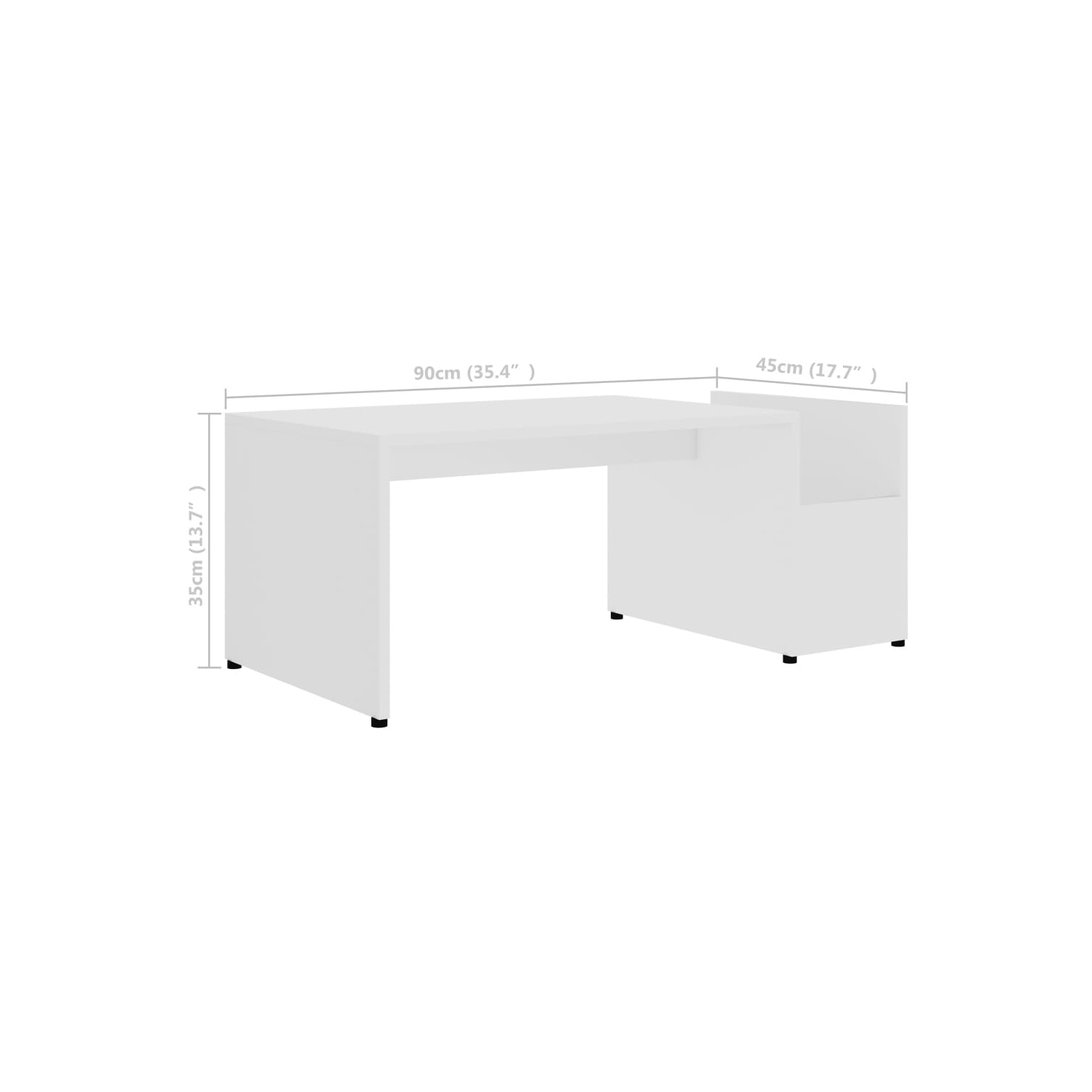 Table basse blanche vidaXL, 35.4 x 17,7 x 13,8 po, carton renforcé