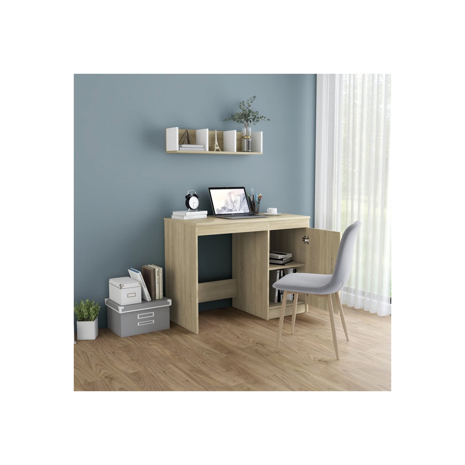 Bureau gris vidaXL de 39.4 x 19,7 x 29,9 po en carton gris