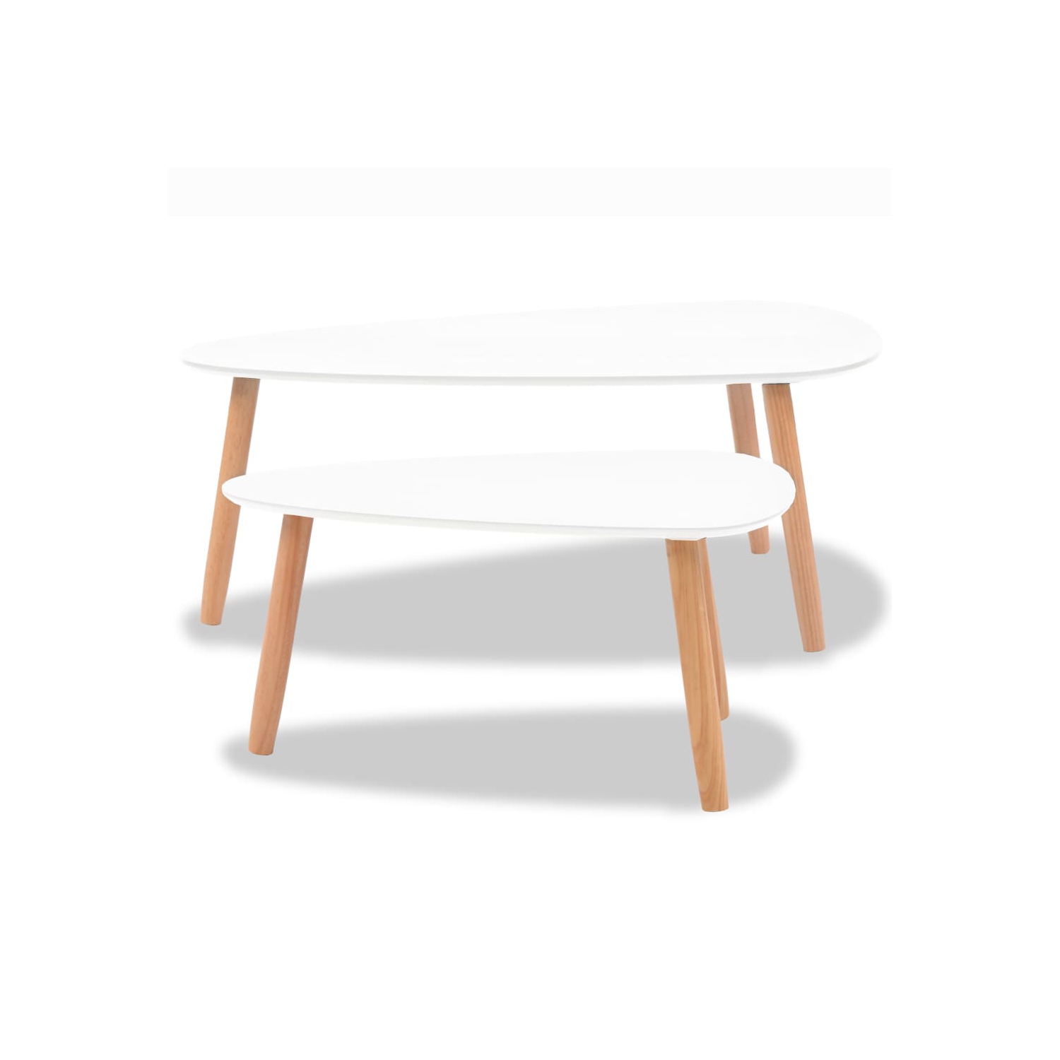 Ensemble de 2 tables basses blanches en bois de Pinewood de VividaXL