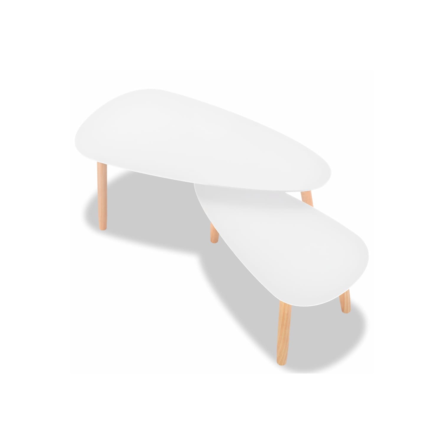 Ensemble de 2 tables basses blanches en bois de Pinewood de VividaXL