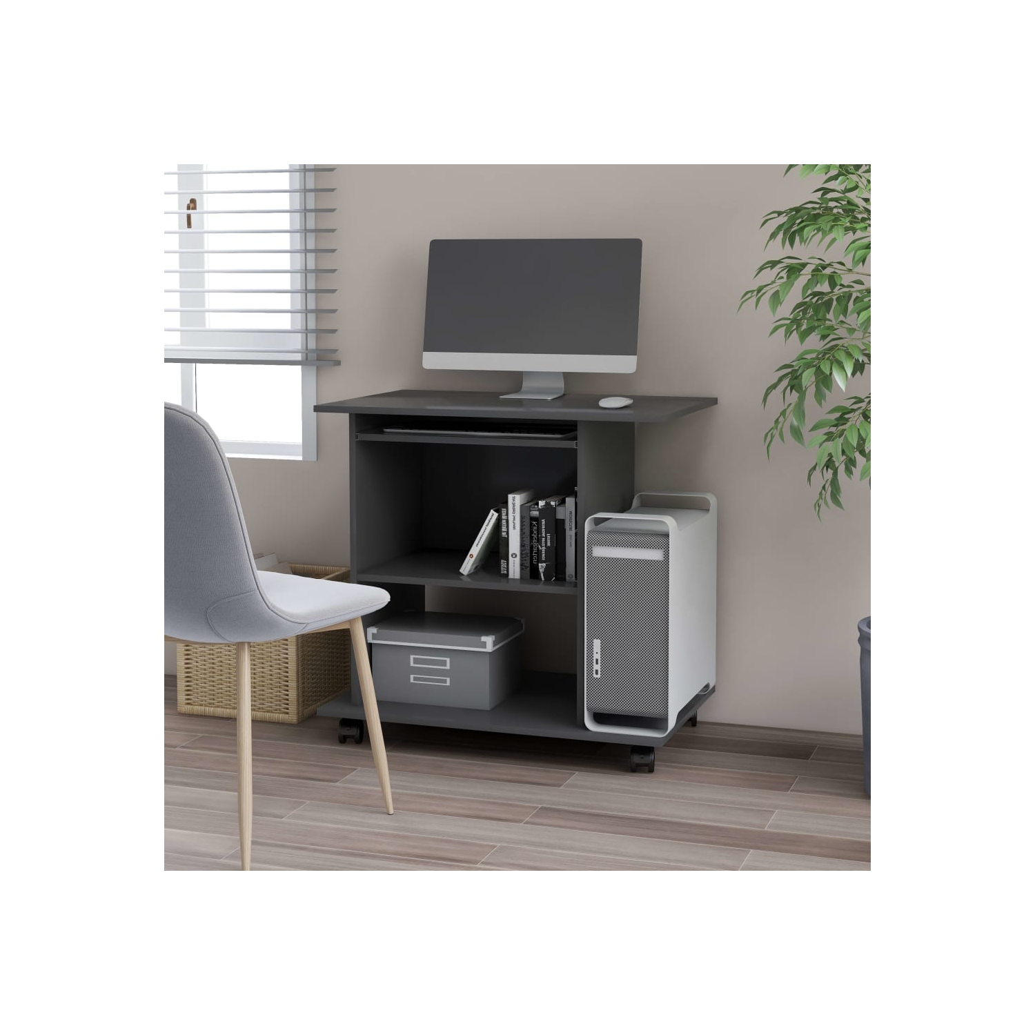 vidaXL Computer Desk Gray 31.5"x19.7"x29.5" Chipboard