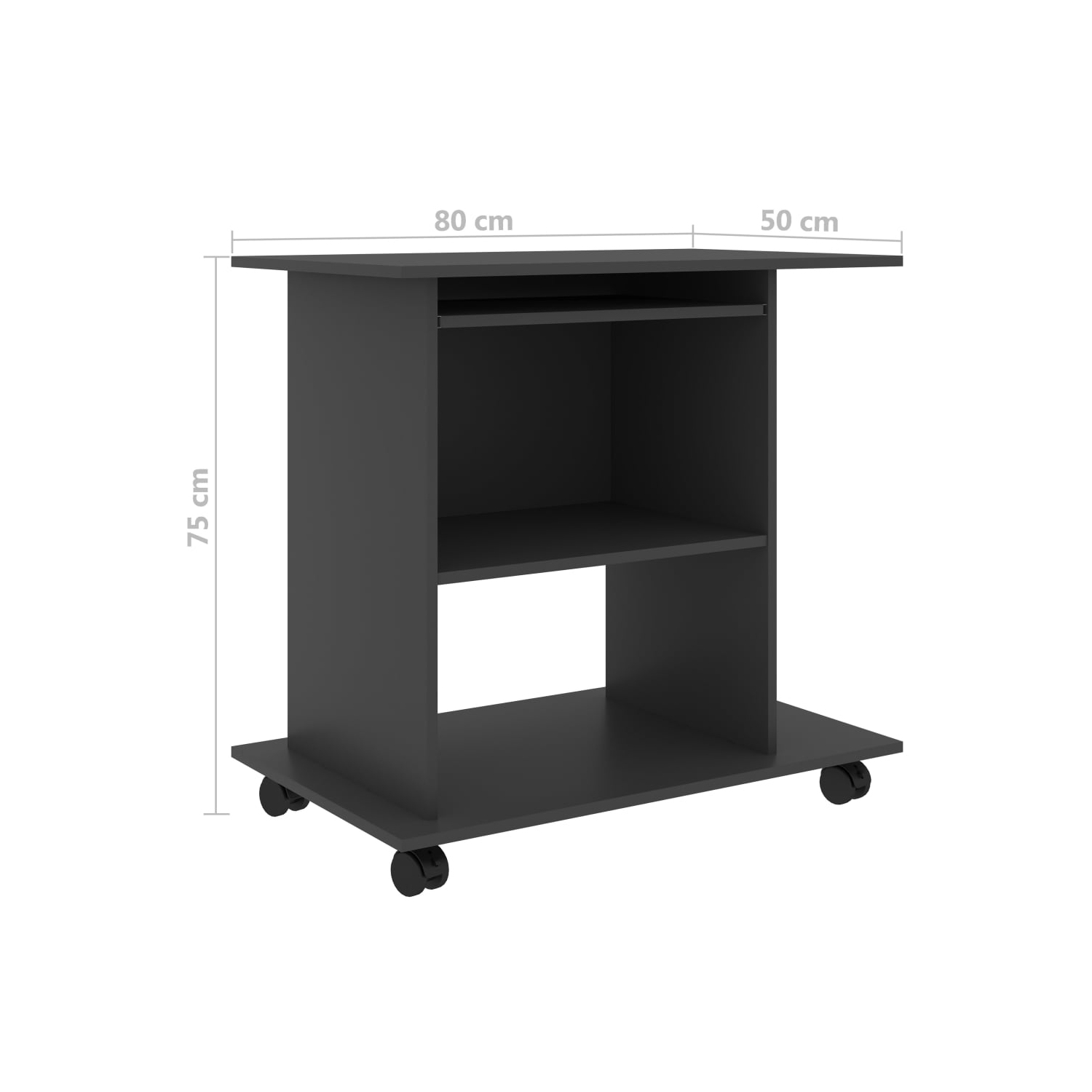 vidaXL Computer Desk Gray 31.5"x19.7"x29.5" Chipboard