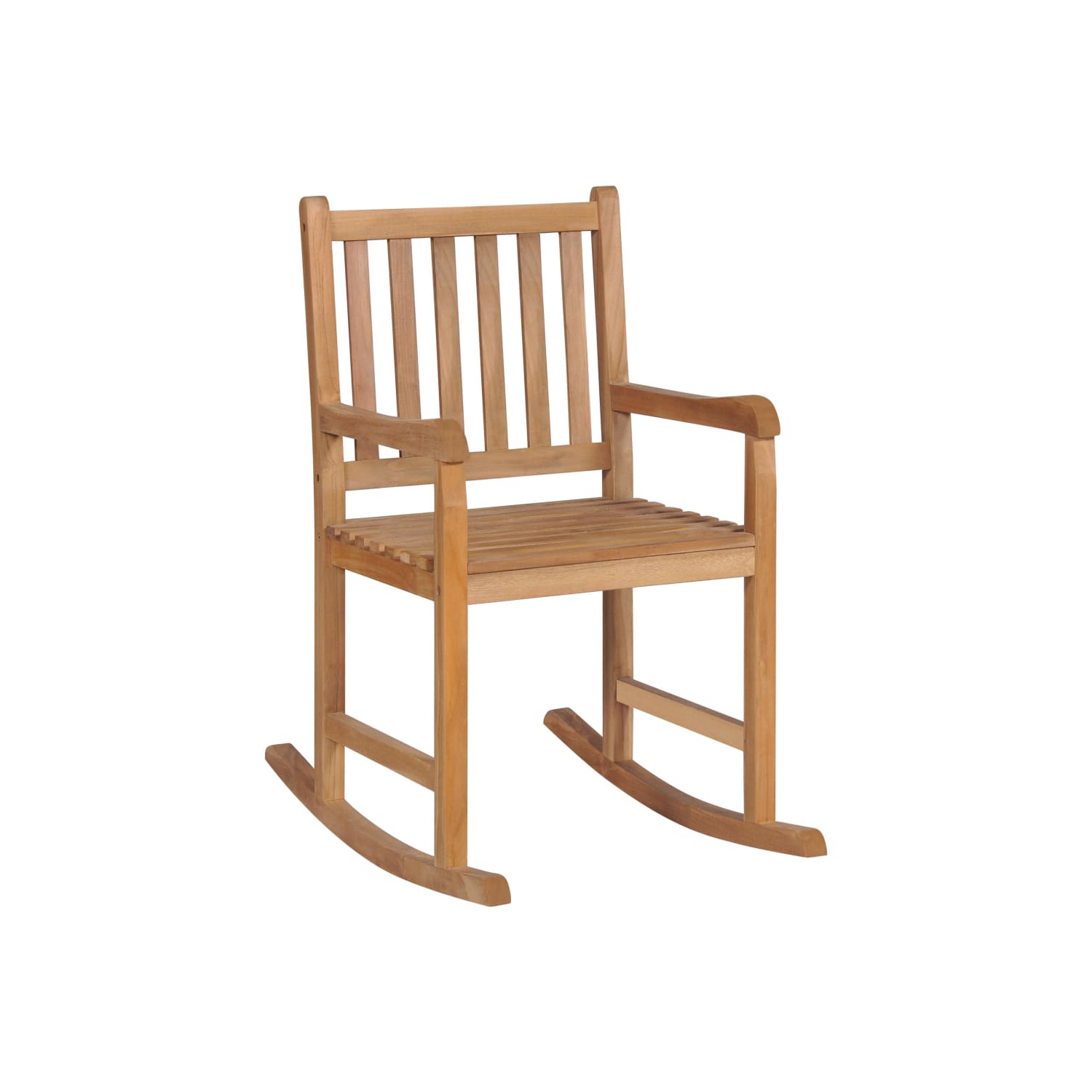 vidaXL Rocking Chair with Green Cushion Solid Teak Wood