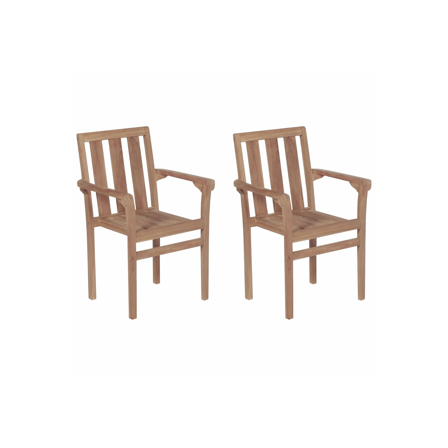 vidaXL Stackable Patio Chairs 2 pcs Solid Teak Wood