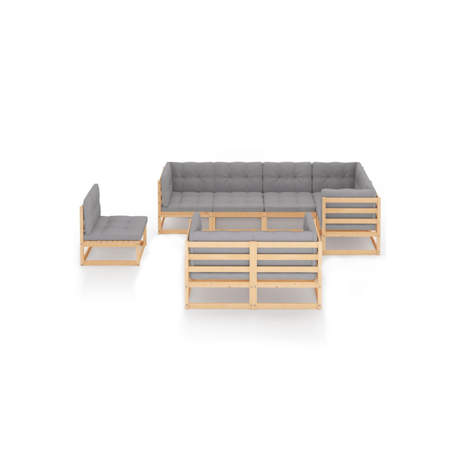 vidaXL 8 Piece Patio Lounge Set with Cushions Solid Pinewood