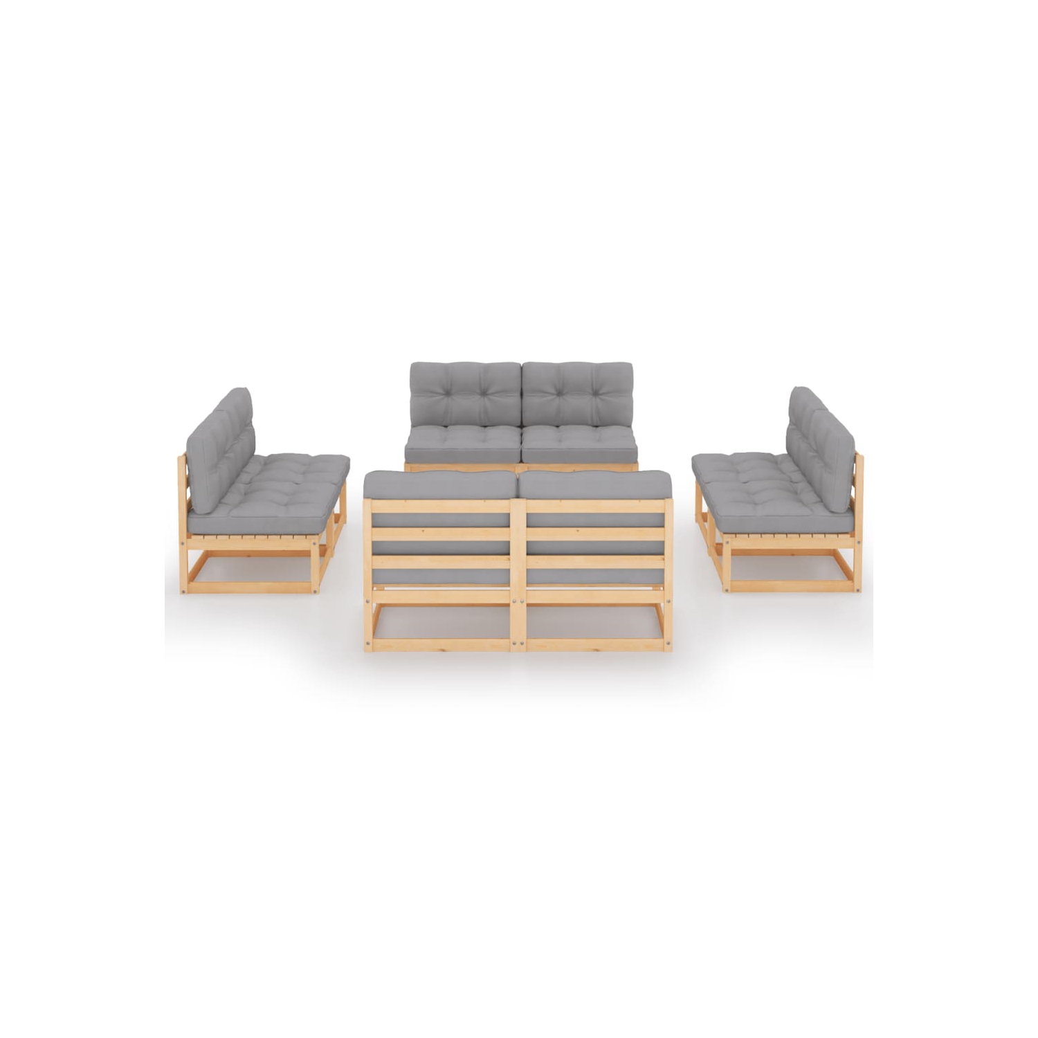 vidaXL 8 Piece Patio Lounge Set with Cushions Solid Pinewood