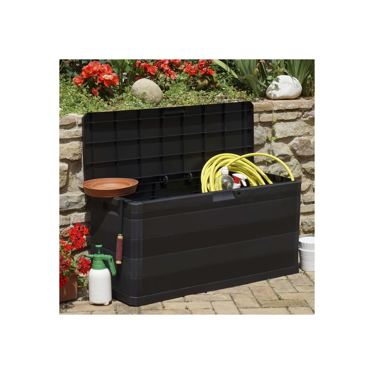vidaXL Patio Storage Box Black 46.1"x17.7"x22"