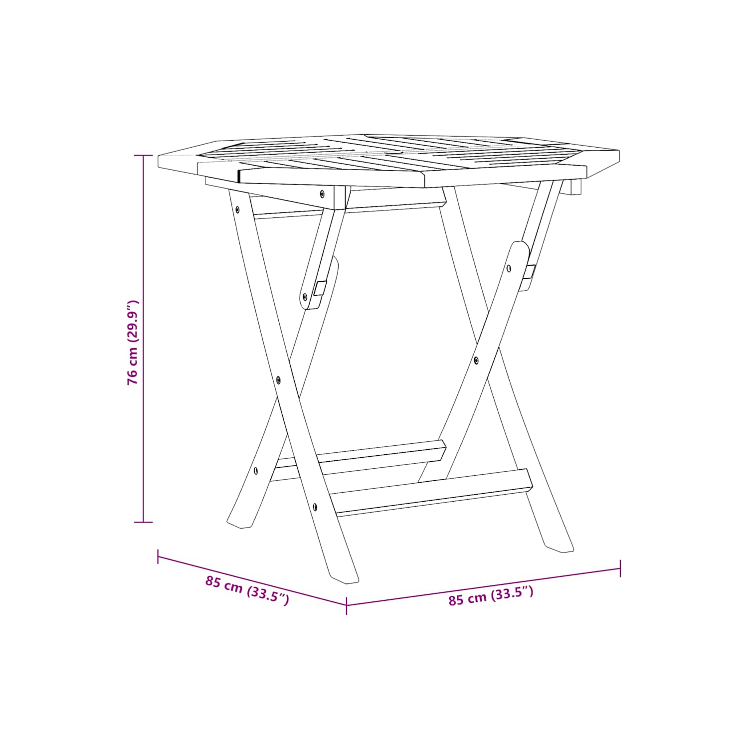 vidaXL Folding Patio Table 33.5"x33.5"x29.9" Solid Teak Wood