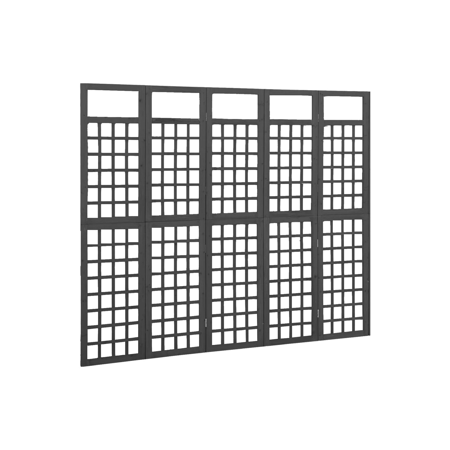 vidaXL 5-Panel Room Divider/Trellis Solid Fir Wood Black 79.3"x70.9"