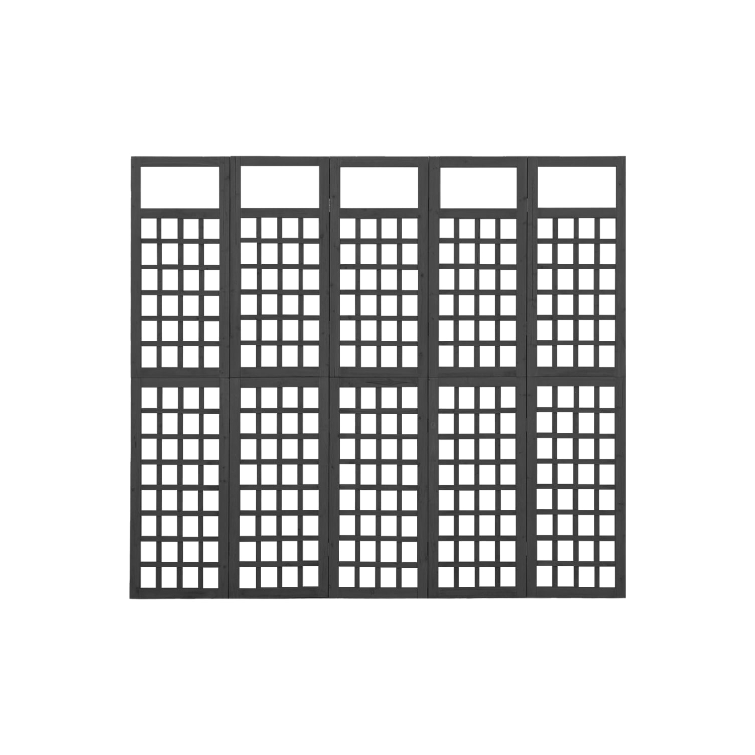 vidaXL 5-Panel Room Divider/Trellis Solid Fir Wood Black 79.3"x70.9"