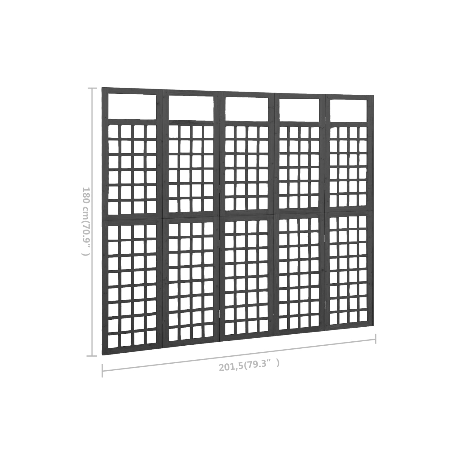 vidaXL 5-Panel Room Divider/Trellis Solid Fir Wood Black 79.3"x70.9"