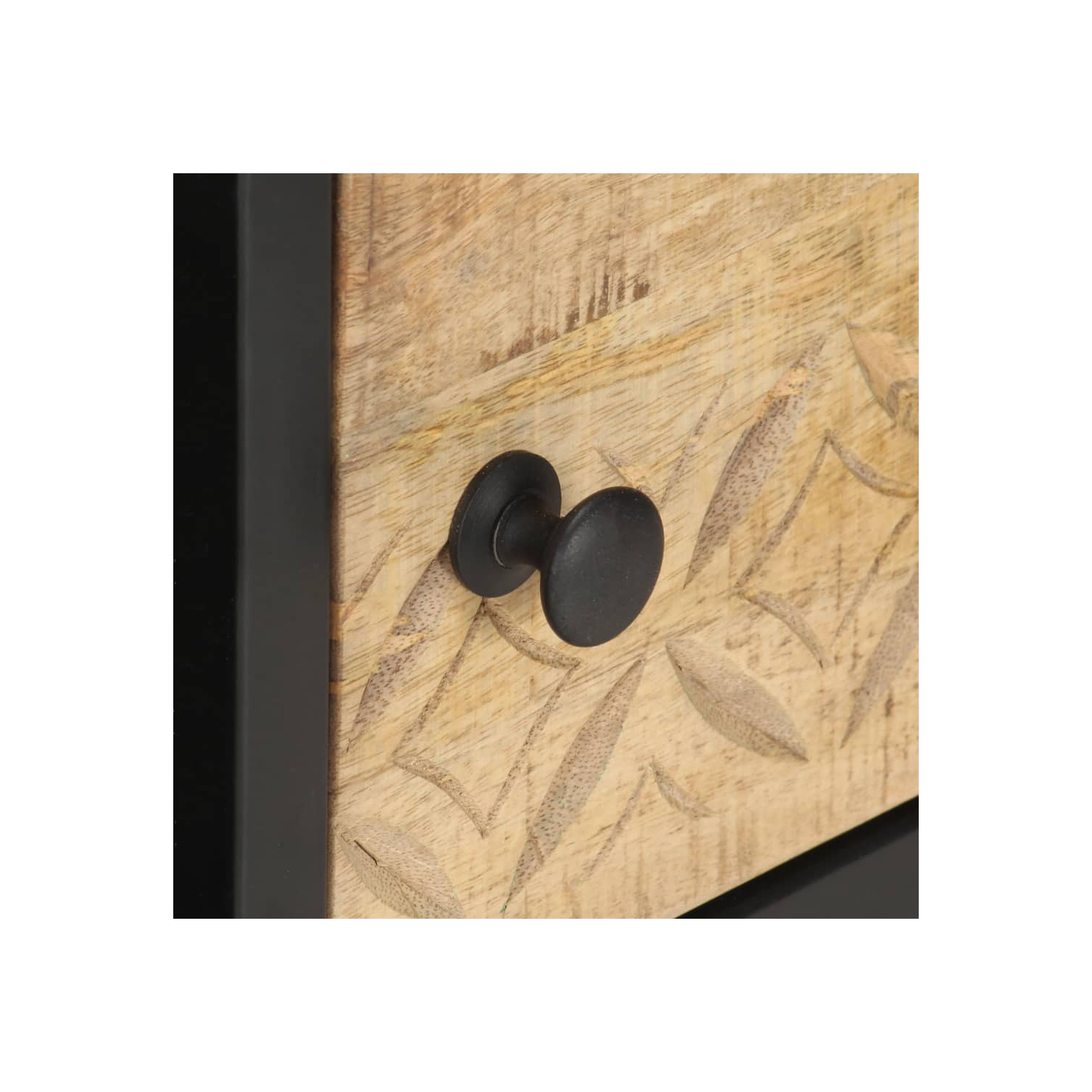 vidaXL Coffee Table with Carved Door 35.4"x21.7"x14.2" Rough Mango Wood