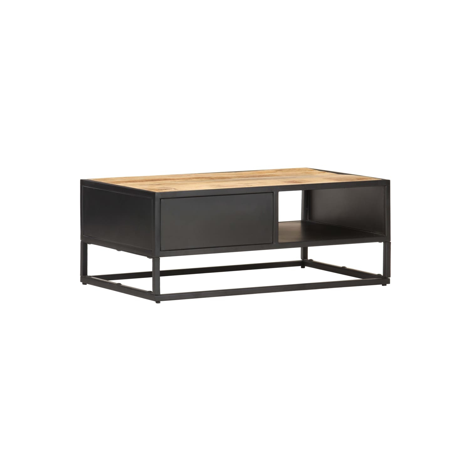 vidaXL Coffee Table with Carved Door 35.4"x21.7"x14.2" Rough Mango Wood