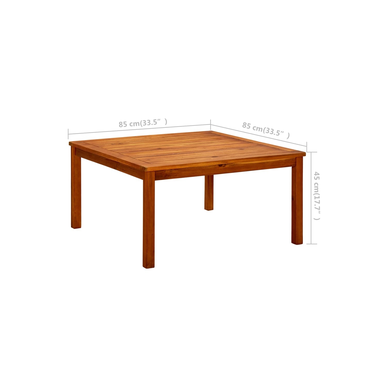 vidaXL Patio Coffee Table 33.4"x33.4"x17.7" Solid Acacia Wood