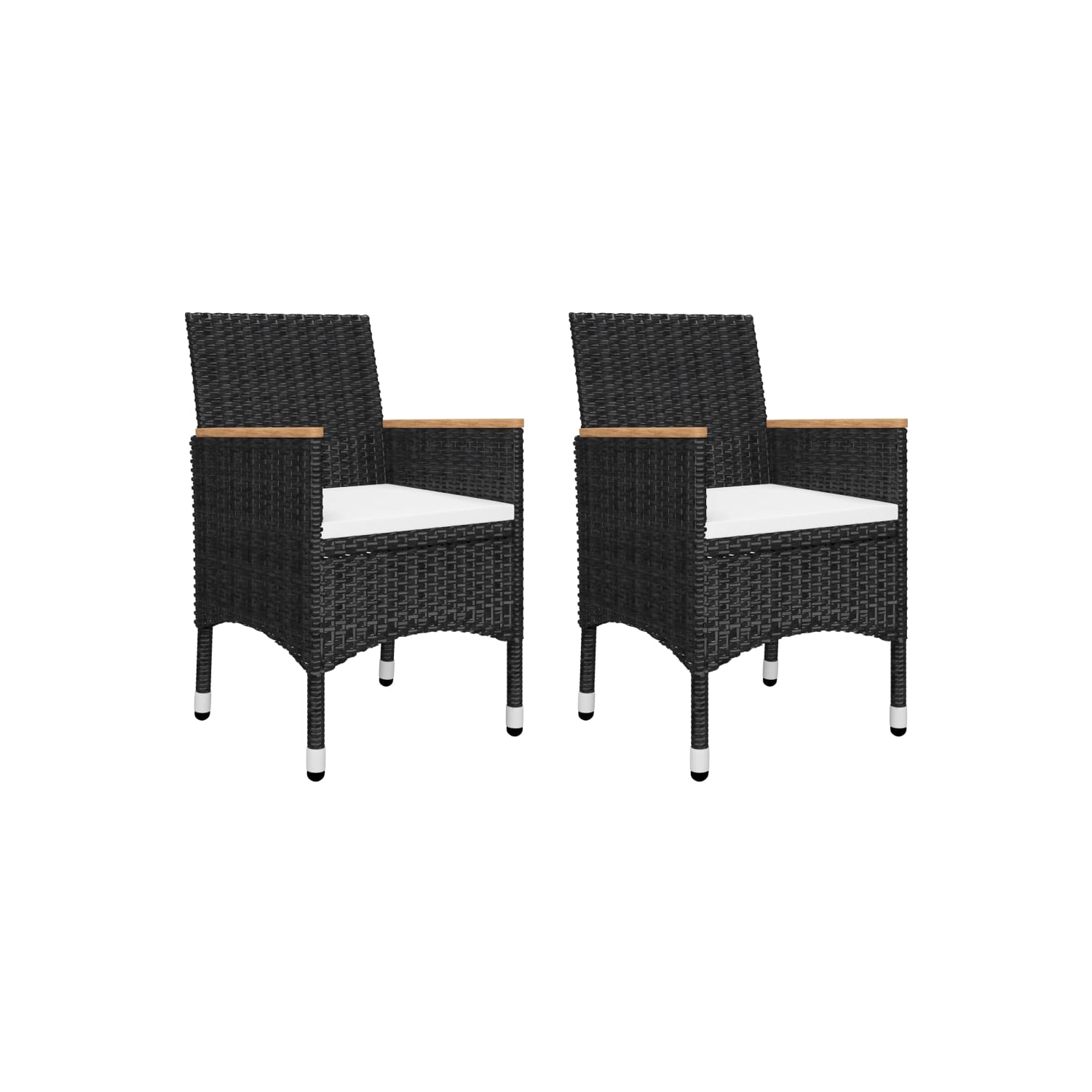 Ensemble bistro de patio de 3 pièces en poly rotin et verre trempé noir vidaXL