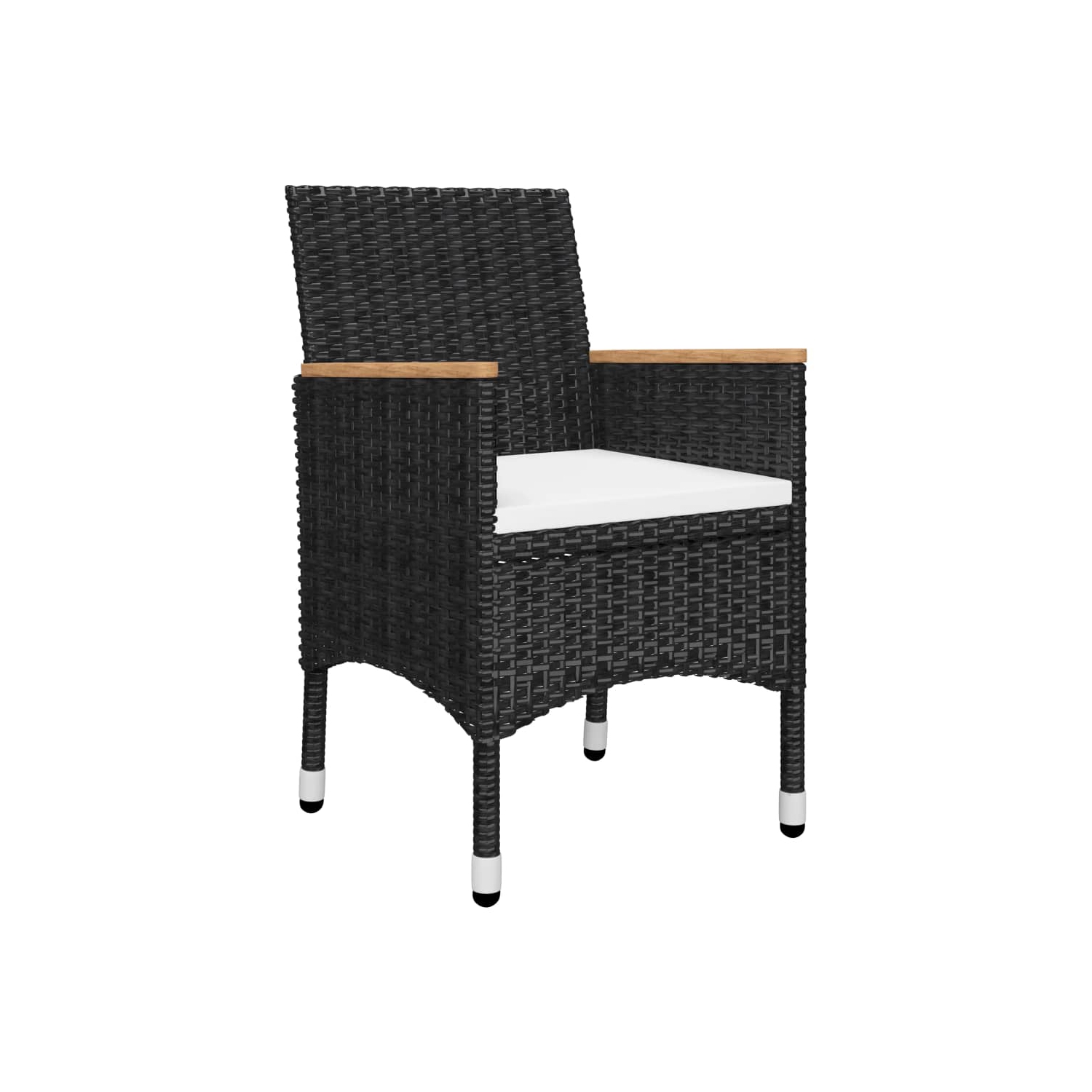 Ensemble bistro de patio de 3 pièces en poly rotin et verre trempé noir vidaXL