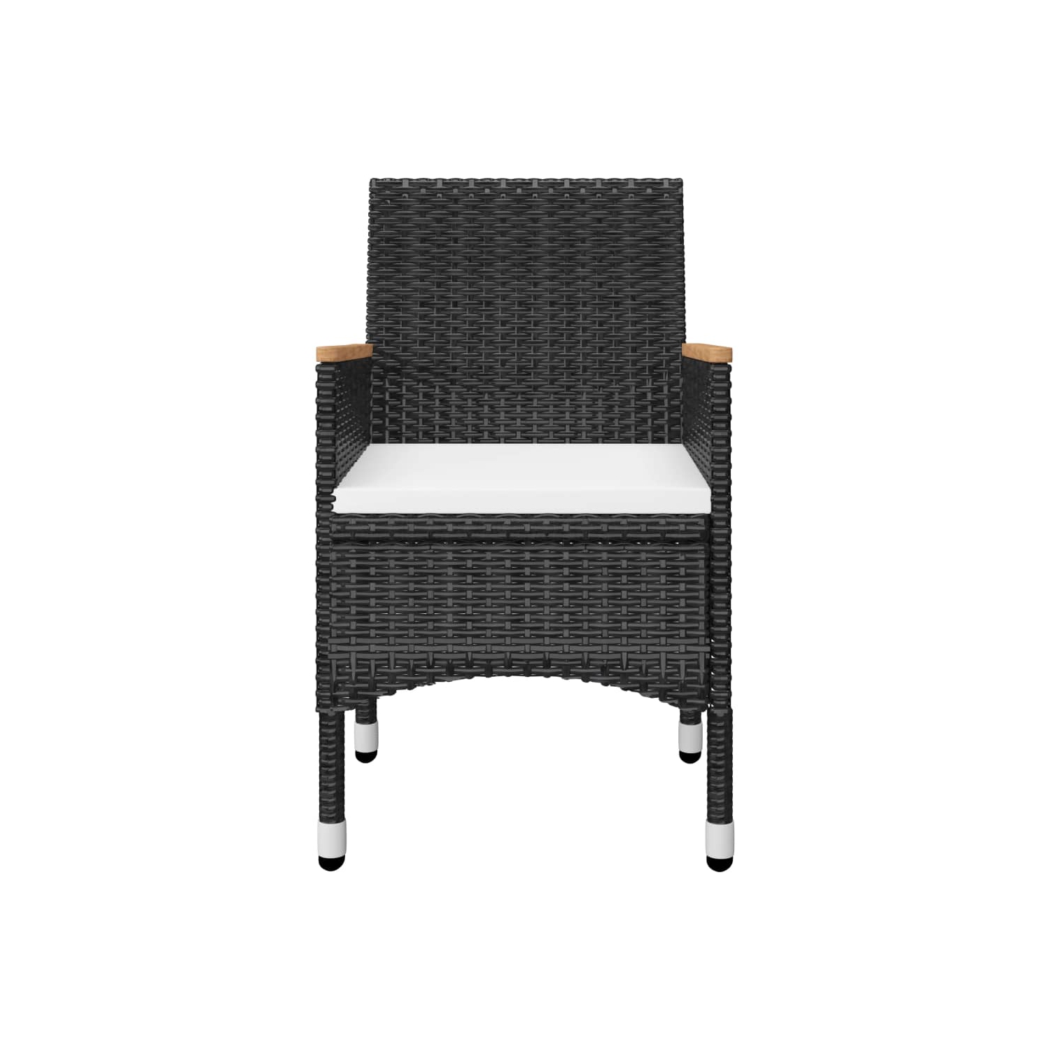 Ensemble bistro de patio de 3 pièces en poly rotin et verre trempé noir vidaXL