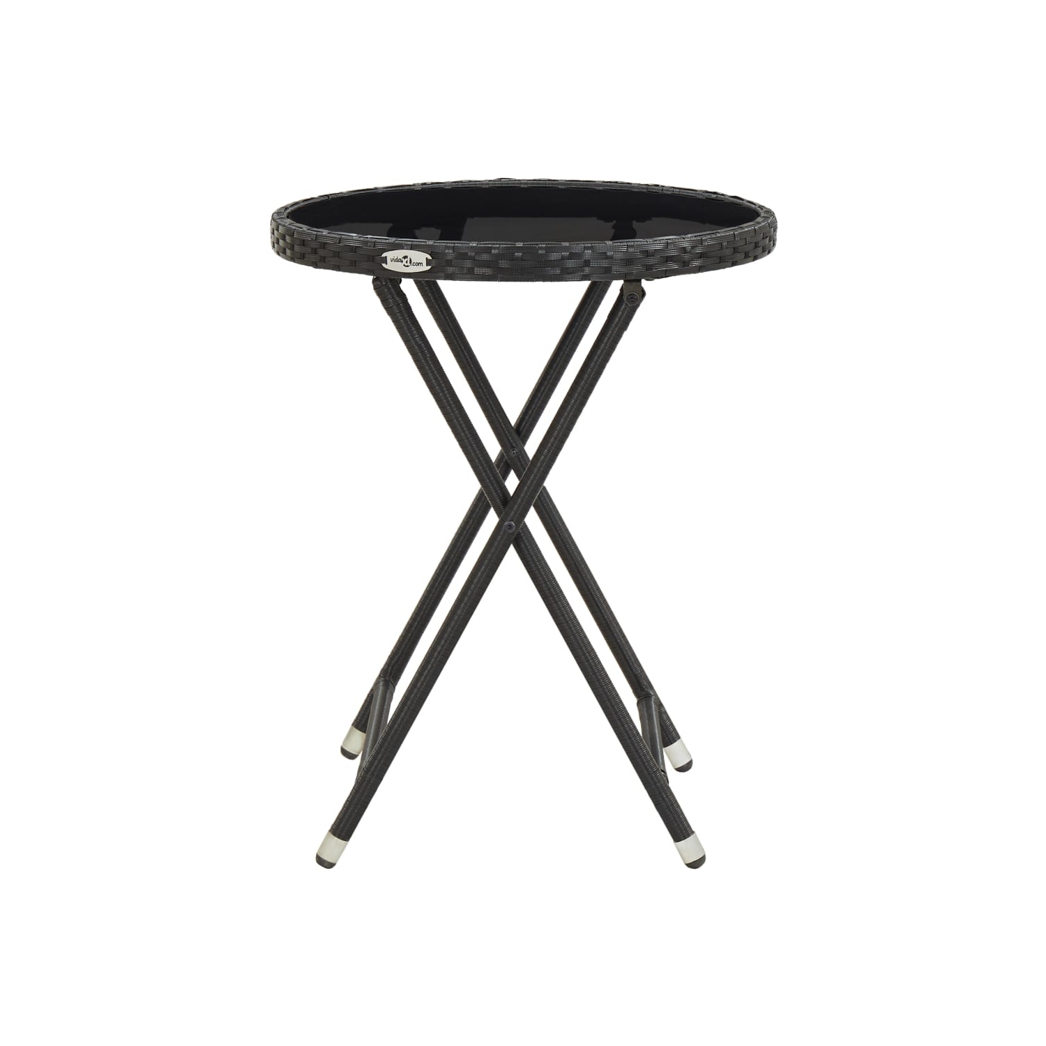 Ensemble bistro de patio de 3 pièces en poly rotin et verre trempé noir vidaXL