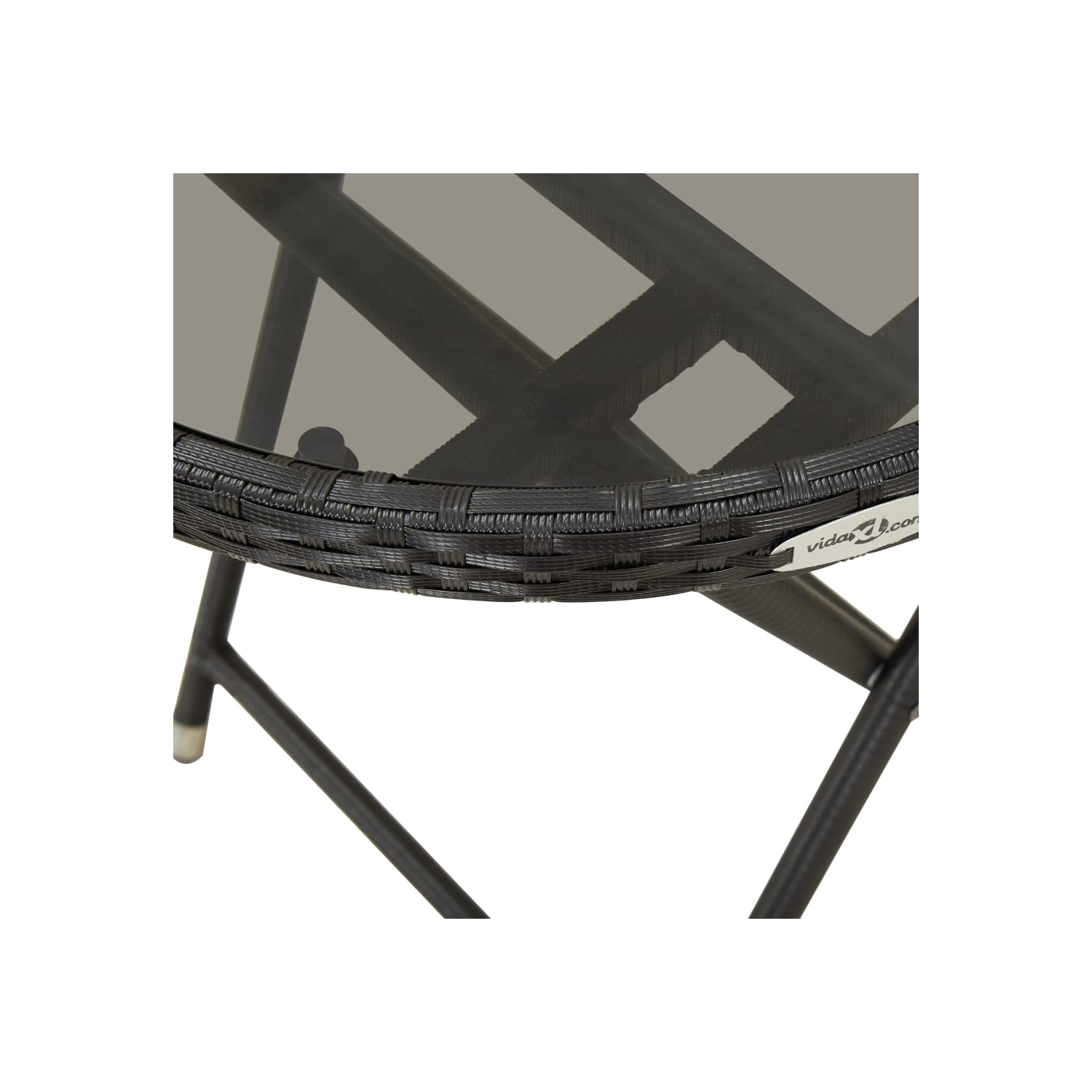 Ensemble bistro de patio de 3 pièces en poly rotin et verre trempé noir vidaXL