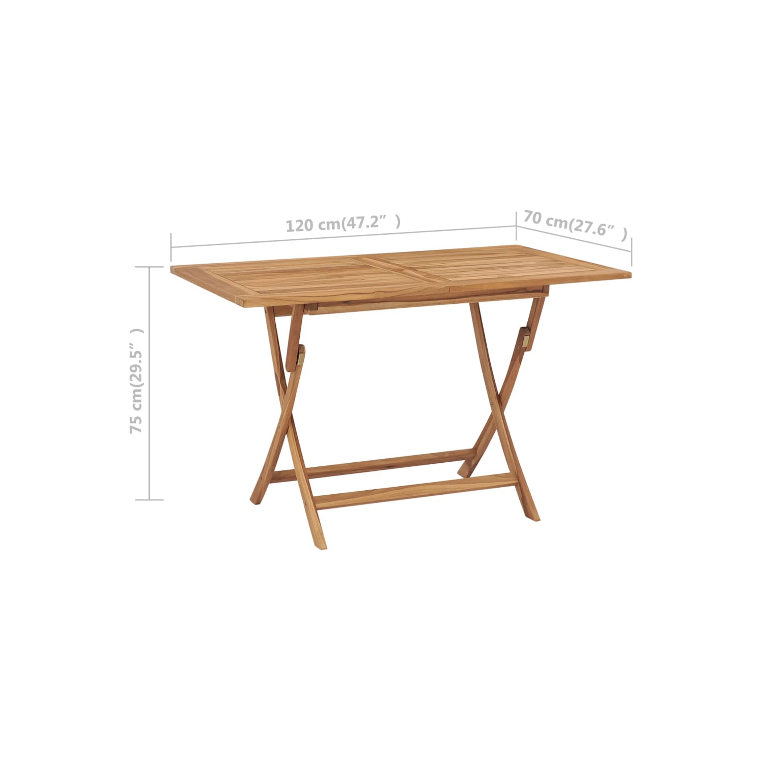 vidaXL Folding Patio Table 47.2"x27.6"x29.5" Solid Teak Wood